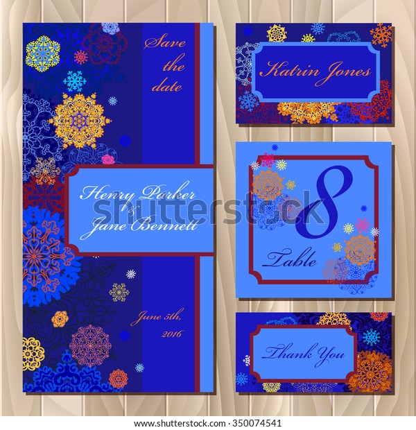 Winter Printable Design Set Invitation Card Stock Vector (Royalty Free ...