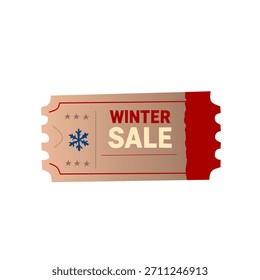 Boleto de promoción de invierno en ilustración plana para campañas de venta. Adecuado para pases de eventos, Cupones de marketing, cupones de descuento y promociones de compras de temporada.