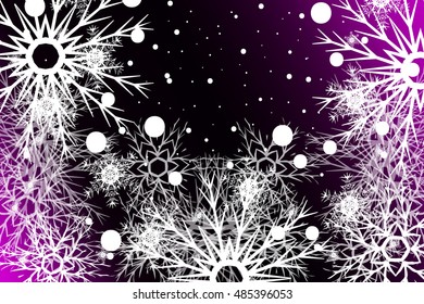 Winter purple background with snowflakes. Christmas vector pattern design for geeting card, wallpaper, backdrop.