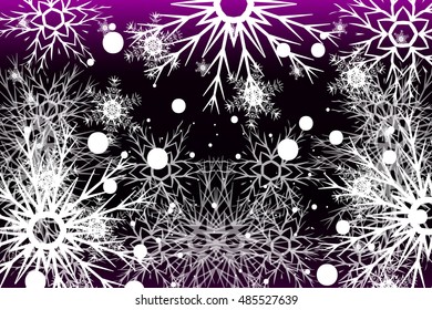 Winter purple background with snowflakes. Christmas vector pattern design for greeting card, wallpaper, backdrop.