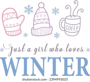 Winter Quotes Typography Lettering for T shirt Design, handwritten creative calligraphic Winter season quotes Design