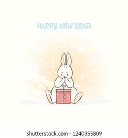 Winter rabbit. Christmas time. Vector