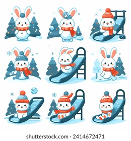 winter rabbit on a sled