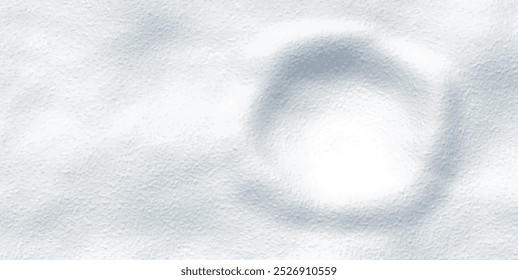 Winter realistic 3d snow background template for festive design of Christmas and New Year. Textured white snow with subtle imprint of a round ball object creating soft landscape. Vector illustration