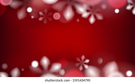 Winter red abstract background with snowflakes vector template