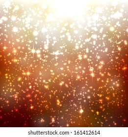 Fondo rojo invernal con copos de nieve cristalinos. Decoración navideña. Vector.  