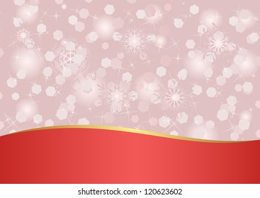 winter red background with snowflakes