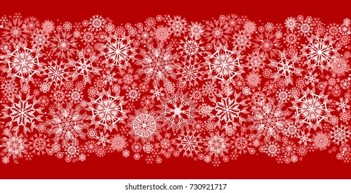 Winter Red Background  with Snowflakes for your Design.  Seamless pattern.