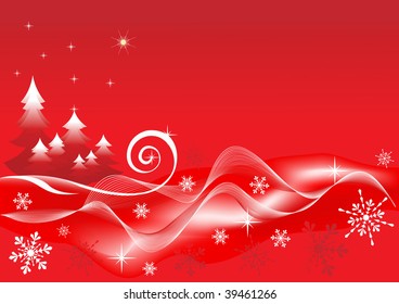 Winter red background. Vector  illustration.