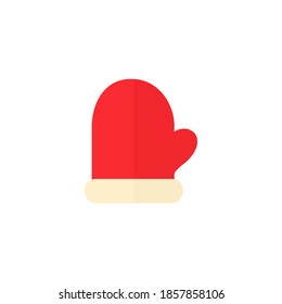 Winter red glove icon. Christmas symbol. Vector illustration isolated on white.