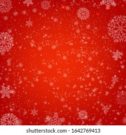 Winter Red Poster With Snow And With Gradient Mesh, Vector Illustration