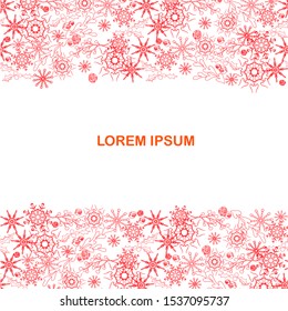 Winter red snowflake holly pattern white background Lorem ipsum winter art design element stock vector illustration for web, for print, for congratulation card