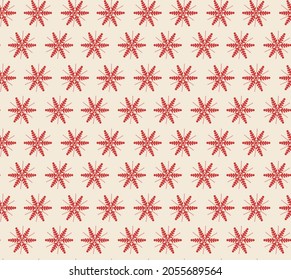 Copo de nieve rojo de invierno con fondo medio blanco de suave estilo femenino. Ilustración vectorial, plantilla para el saludo de Navidad. Escasez de Navidad y Año Nuevo