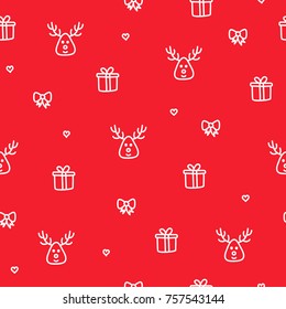 Winter reindeer red seamless pattern christmas gift concept