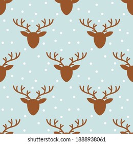 Winter reindeers seamless pattern. Vector illustration.