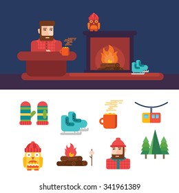Winter related icons and illustrations, eps 10, no transparencies