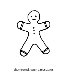 Winter related vector line icon in doodle style. Vector illustration on a white background.