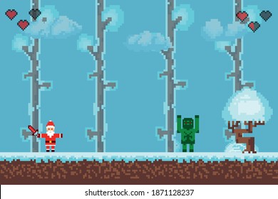 Winter retro game. Old games.