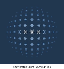 Winter rhythmic pattern of snowflakes. Optical illusion of volume