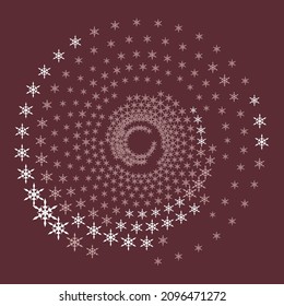 Winter rhythmic pattern of snowflakes. Optical illusion of volume