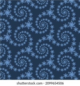 Winter rhythmic pattern of snowflakes. Optical illusion of volume