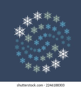 Winter rhythmic pattern with snowflakes. Optical illusion of volume. Decorative winter background. Luxury Christmas vector illustration. Surface texture, pattern for fabric, wrapping paper, wallpaper.