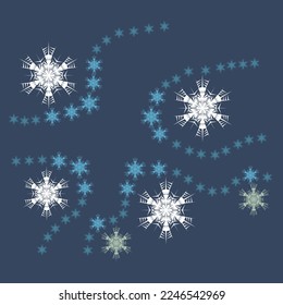 Winter rhythmic pattern with snowflakes. Optical illusion of volume. Decorative winter background. Luxury Christmas vector illustration. Surface texture, pattern for fabric, wrapping paper, wallpaper.