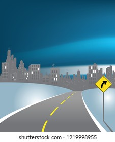 Winter road at night