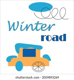 winter road set color line