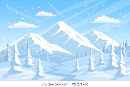 winter rocky mountains xmas vacation happy new year greeting landscape background