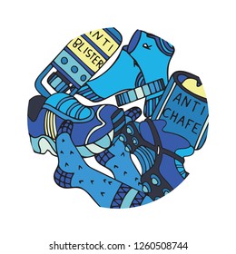 Winter running color doodle. Fine for sports sites, articles, brochures, promomaterials and stationery.
