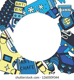 Winter running color doodle, with a round frame. Fine for sports sites, brochures, promomaterials, stationery.