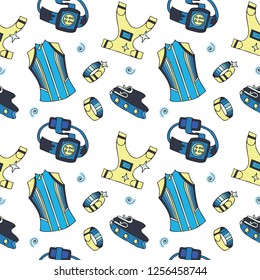 Winter running gear and clothes seamless pattern. Fine for stationery, sports sites backgrounds, winter running diplomas, promo materials and brochures.