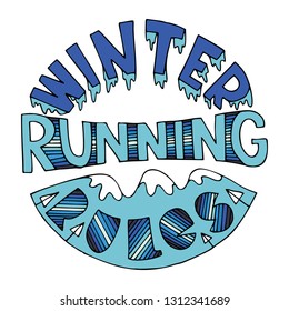 Winter running rules logo with lettering. Fine for sports clubs sites, brochures and promomaterials.