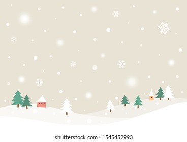 Winter rural landscape with snow.Flat style vector illustration.