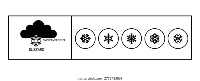 Winter safety warning icon for snow storm conditions and snow emergency situations. vector illustration