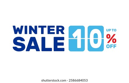 winter sale 10%, vector advertising banner or season discount poster, retail store super offer, online marketplace best price deal