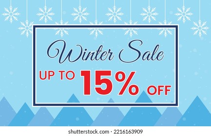 winter sale 15 percent off banner, Winter sale banner template, winter 15 % sale banner