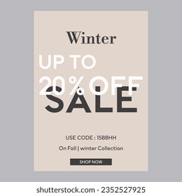 Winter up to sale 20% off discount promotion poster