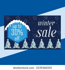 winter sale 30%off vector banner 