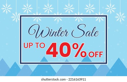 winter sale 40 percent off banner, Winter sale banner template, winter 40 % sale banner