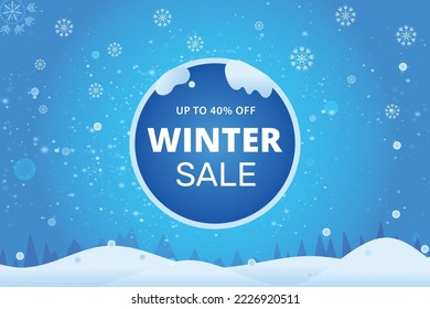 Winter sale 40 percent off banner design template