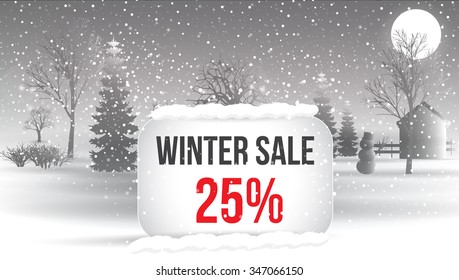 Winter sale 5 percent. Big winter sale poster with snowflakes. christmas card. Vector Eps 10