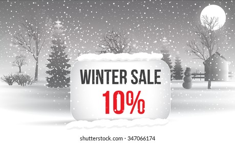Winter sale 5 percent. Big winter sale poster with snowflakes. christmas card. Vector Eps 10