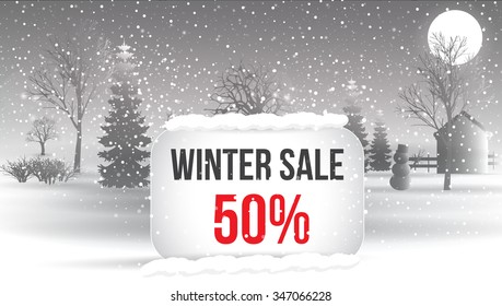 Winter sale 5 percent. Big winter sale poster with snowflakes. christmas card. Vector Eps 10