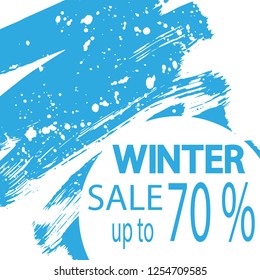 Winter sale 50% off sign over abstract brush painted background. Winter Sale banner design template for promotion. Perfect design for labels, banners or gift cards. Vector illustration