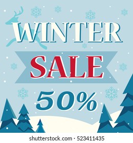 winter sale 50% poster.vector