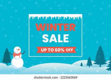 Winter sale 60 Percent off Shop now Vector banner design template