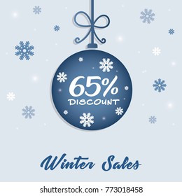 Winter sale 65 discount concept for christmas shopping and busin