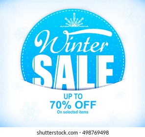 Winter Sale Up To 70 Percent Off Promotional Design with Snow
